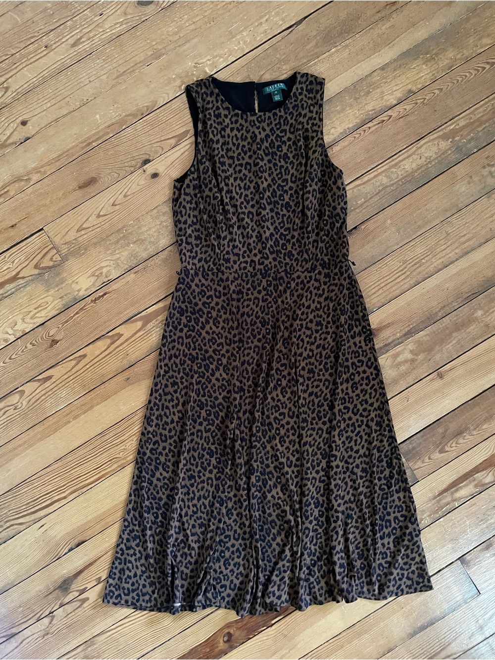 Lauren Ralph Lauren Brown and Black Leopard Print Sleeveless Dress